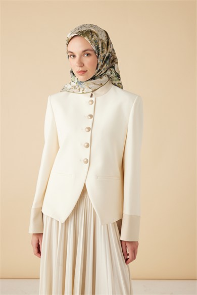 SU MASALI TİVİL İPEK EŞARP 90*90 CM - YEŞİL