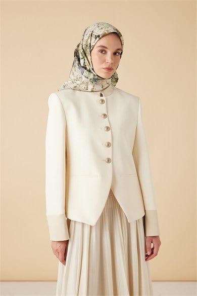 SU MASALI TİVİL İPEK EŞARP 90*90 CM - YEŞİL