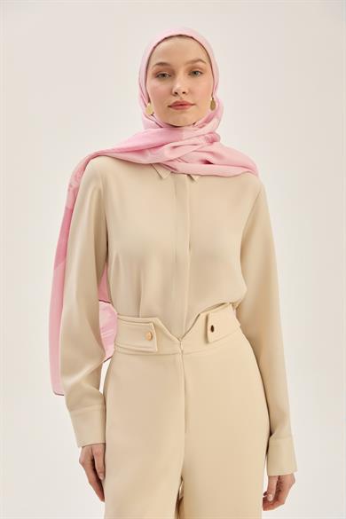 ŞULE PAMUK İPEK ŞAL 70*190 CM - PEMBE