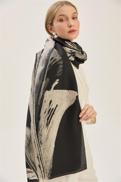 ŞULE PAMUK İPEK ŞAL 70*190 CM - SİYAH