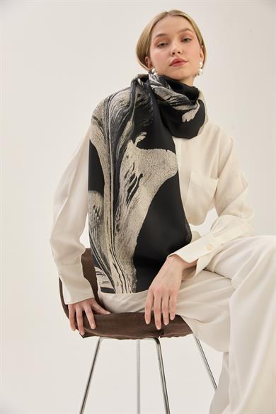 ŞULE PAMUK İPEK ŞAL 70*190 CM - SİYAH