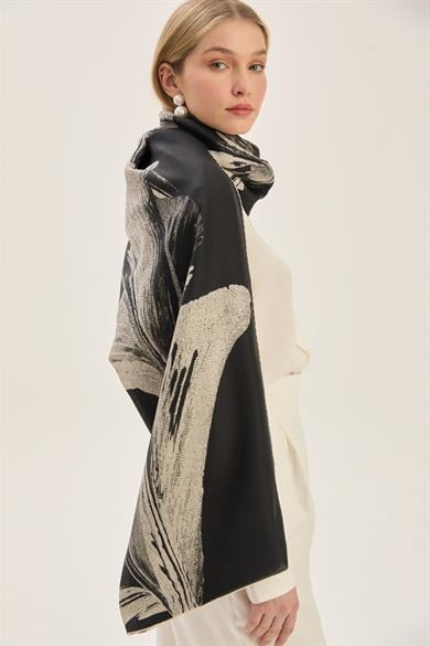 ŞULE PAMUK İPEK ŞAL 70*190 CM - SİYAH