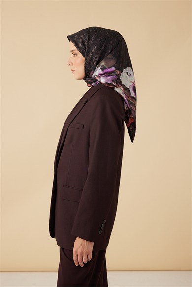SUSEN TİVİL İPEK EŞARP 90*90 CM - BORDO