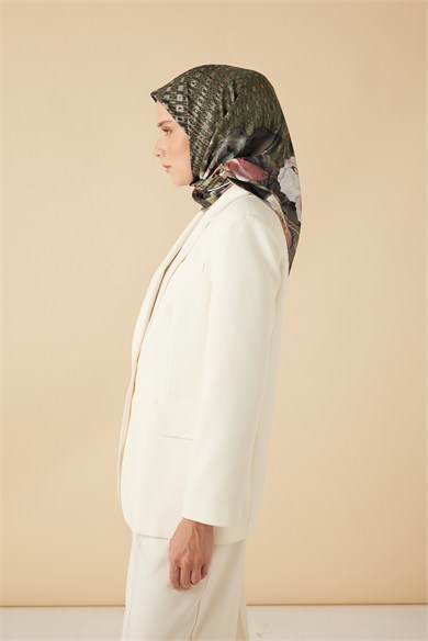 SUSEN TİVİL İPEK EŞARP 90*90 CM - HAKİ