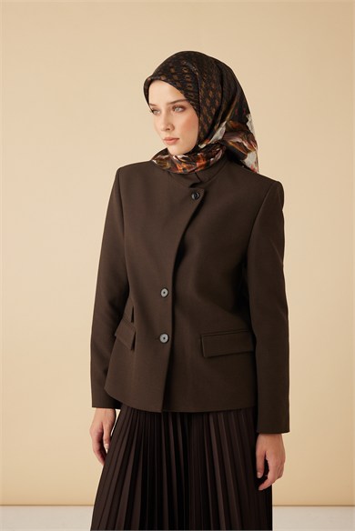 SUSEN TİVİL İPEK EŞARP 90*90 CM - KAHVERENGİ