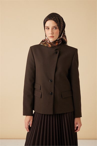 SUSEN TİVİL İPEK EŞARP 90*90 CM - KAHVERENGİ