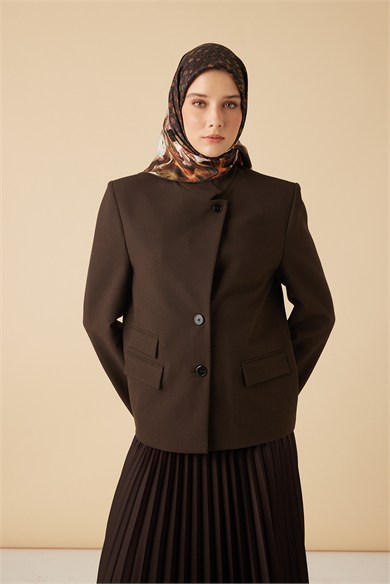 SUSEN TİVİL İPEK EŞARP 90*90 CM - KAHVERENGİ