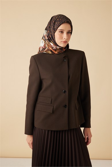 SUSEN TİVİL İPEK EŞARP 90*90 CM - KAHVERENGİ