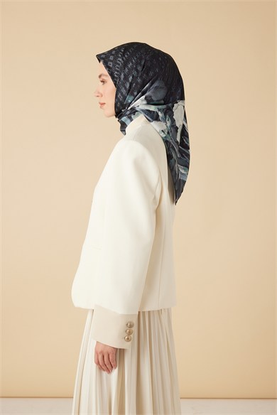 SUSEN TİVİL İPEK EŞARP 90*90 CM - PETROL MAVİSİ