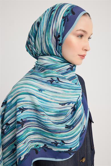 SUZEN FLOŞ VİSKON ŞAL 70*190 CM - MAVİ
