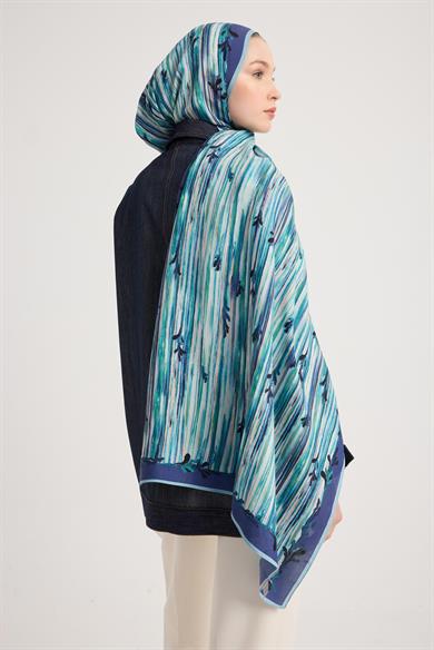 SUZEN FLOŞ VİSKON ŞAL 70*190 CM - MAVİ