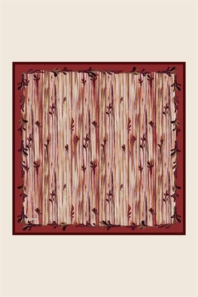 SUZEN PAMUK İPEK EŞARP 100*100 CM - KİREMİT