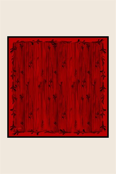 SUZEN PAMUK İPEK EŞARP 100*100 CM - KIRMIZI