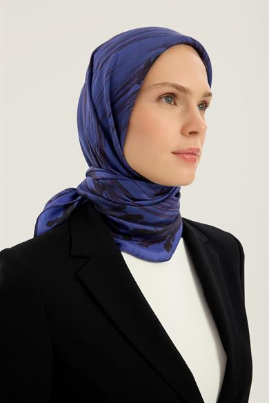 SUZEN PAMUK İPEK EŞARP 100*100 CM - LACİVERT