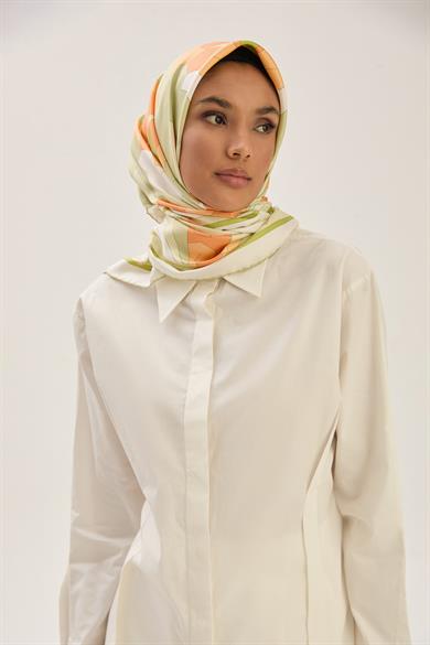 TARA MULBERRY İPEK EŞARP 90*90 CM - FISTIK YEŞİLİ