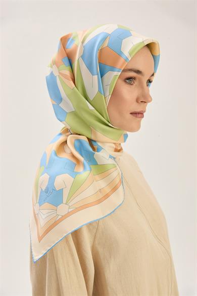 TARA MULBERRY İPEK EŞARP 90*90 CM - MAVİ