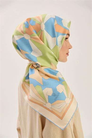 TARA MULBERRY İPEK EŞARP 90*90 CM - MAVİ