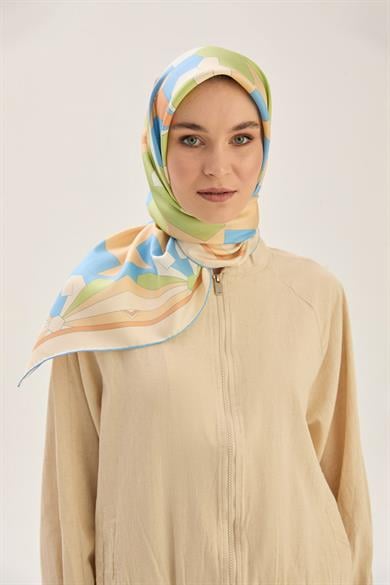 TARA MULBERRY İPEK EŞARP 90*90 CM - MAVİ