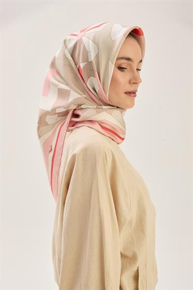 TARA MULBERRY İPEK EŞARP 90*90 CM - PUDRA PEMBE