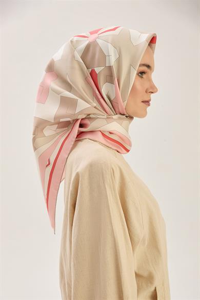 TARA MULBERRY İPEK EŞARP 90*90 CM - PUDRA PEMBE