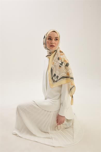 TARA PAMUK İPEK ŞAL 70*190 CM - BEJ
