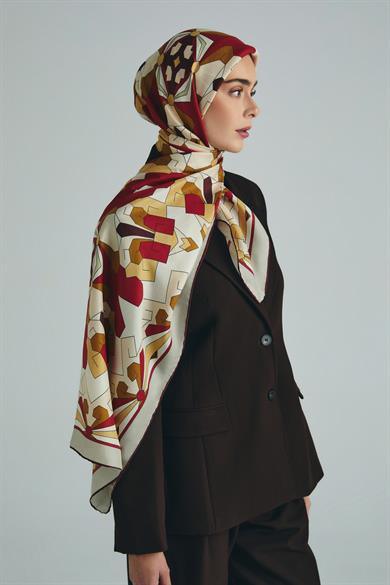 TARA PAMUK İPEK ŞAL 70*190 CM - KİREMİT
