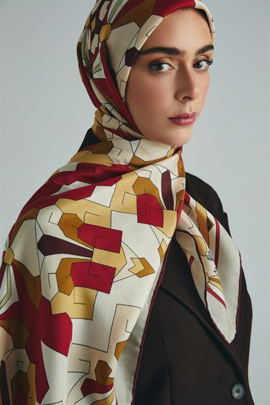 TARA PAMUK İPEK ŞAL 70*190 CM - KİREMİT