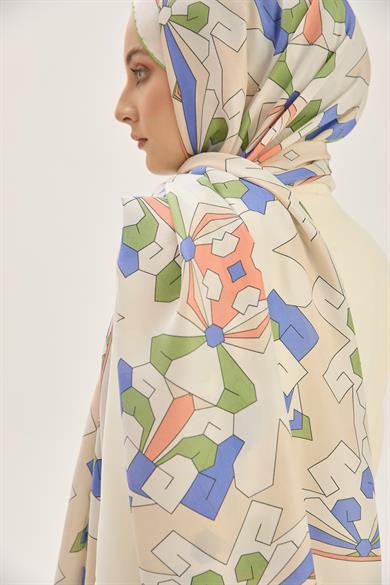 TARA PAMUK İPEK ŞAL 70*190 CM - MAVİ