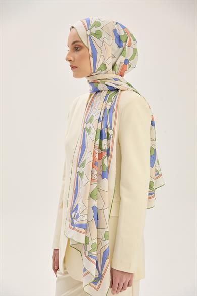 TARA PAMUK İPEK ŞAL 70*190 CM - MAVİ