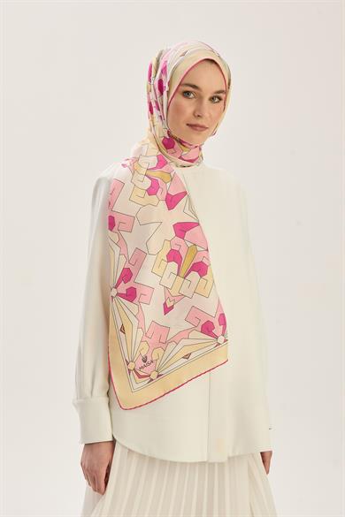 TARA PAMUK İPEK ŞAL 70*190 CM - PEMBE