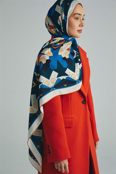 TARA PAMUK İPEK ŞAL 70*190 CM - PETROL MAVİSİ