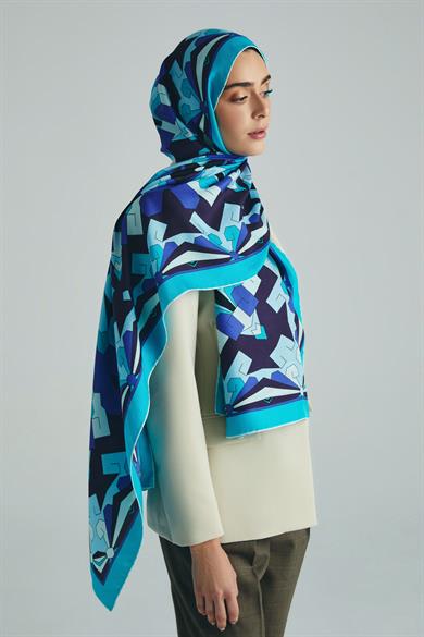 TARA PAMUK İPEK ŞAL 70*190 CM - TURKUAZ