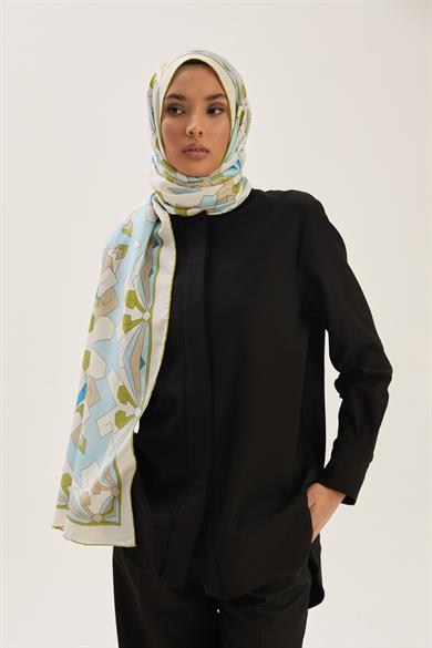 TARA PAMUK İPEK ŞAL 70*190 CM - YAĞ YEŞİLİ