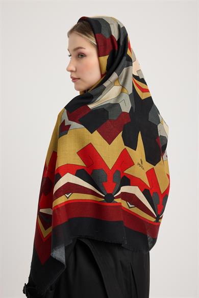 TARA YÜN İPEK EŞARP 110*110 CM - KIRMIZI