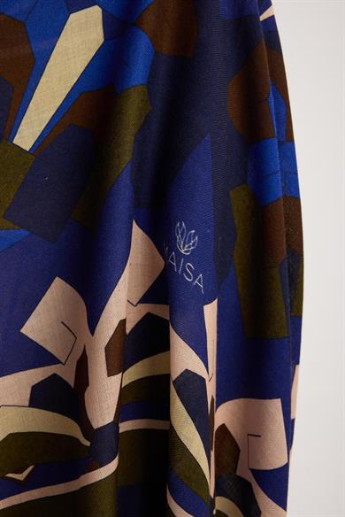 TARA YÜN İPEK EŞARP 110*110 CM - KOYU MAVİ