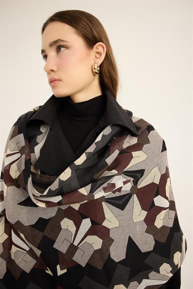 TARA YÜN İPEK KAŞMİR ŞAL 70*200 CM - KAHVERENGİ