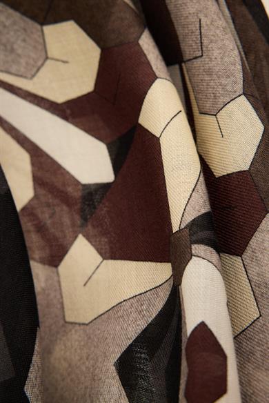 TARA YÜN İPEK KAŞMİR ŞAL 70*200 CM - KAHVERENGİ