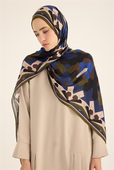 TARA YÜN İPEK KAŞMİR ŞAL 70*200 CM - LACİVERT