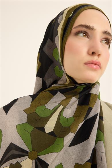 TARA YÜN İPEK KAŞMİR ŞAL 70*200 CM - YEŞİL