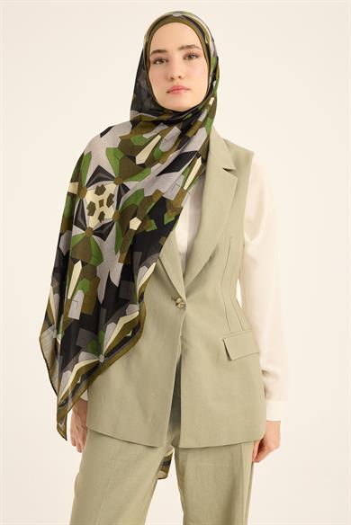 TARA YÜN İPEK KAŞMİR ŞAL 70*200 CM - YEŞİL