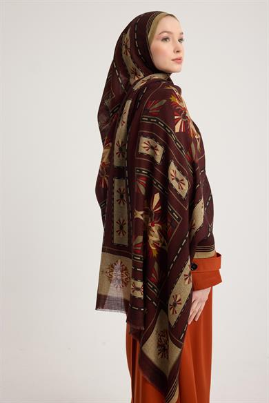 TUSEM YÜN İPEK EŞARP 110*110 CM - BORDO