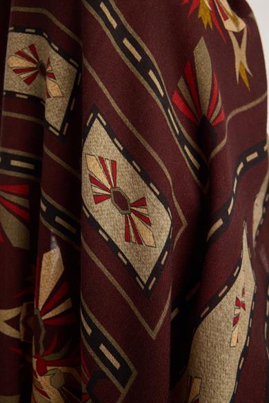 TUSEM YÜN İPEK EŞARP 110*110 CM - BORDO