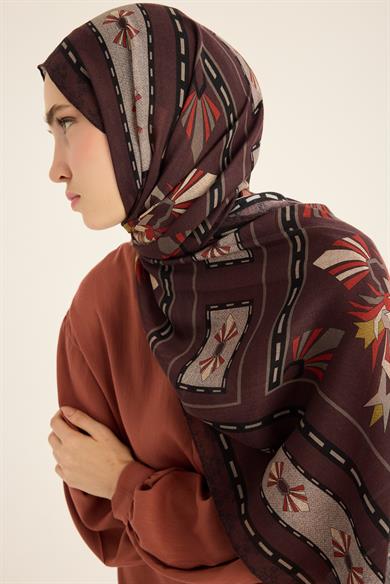 TUSEM YÜN İPEK KAŞMİR ŞAL 70*200 CM - BORDO