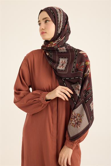 TUSEM YÜN İPEK KAŞMİR ŞAL 70*200 CM - BORDO