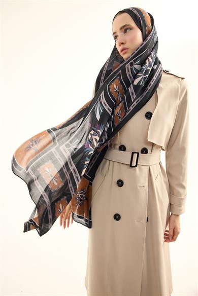 TUSEM YÜN İPEK KAŞMİR ŞAL 70*200 CM - LACİVERT