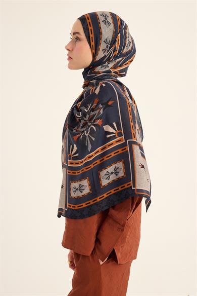 TUSEM YÜN İPEK KAŞMİR ŞAL 70*200 CM - MAVİ