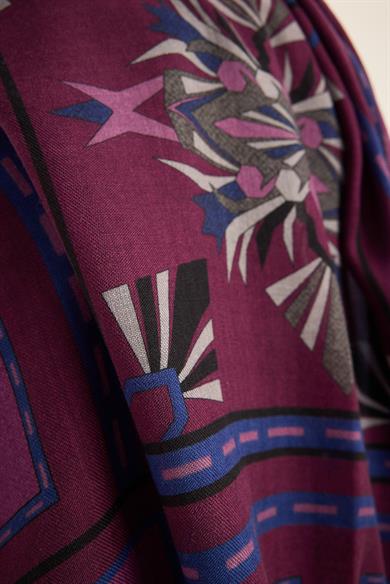 TUSEM YÜN İPEK KAŞMİR ŞAL 70*200 CM - MOR