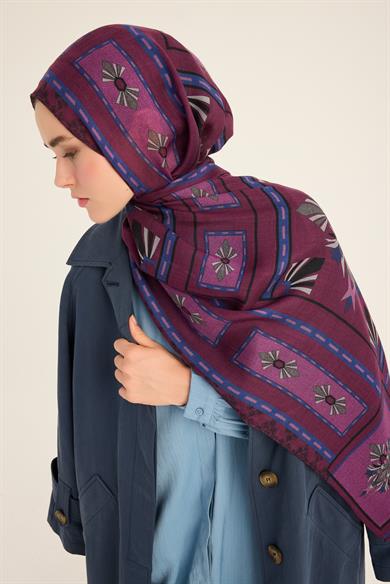 TUSEM YÜN İPEK KAŞMİR ŞAL 70*200 CM - MOR
