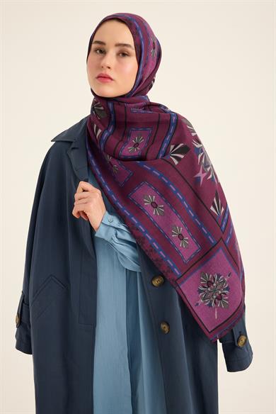 TUSEM YÜN İPEK KAŞMİR ŞAL 70*200 CM - MOR