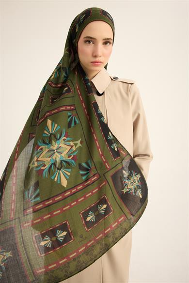 TUSEM YÜN İPEK KAŞMİR ŞAL 70*200 CM - YEŞİL